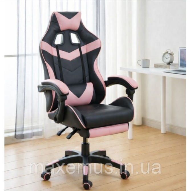 Кресло геймерское раскладное Bonro BN-810 с подставкой для ног геймерский стул компьютерный розовый Мостиська - фото 7