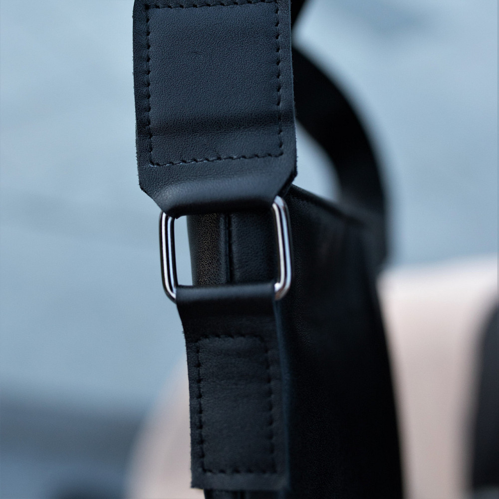 Мужская сумка через плечо кожаная стильная качественная, чернаяMasterSem Киев - изображение 9