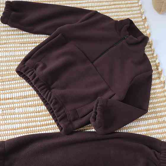 Дитячий флісовий костюм (толстовка +штани) коричневий Кам'янець-Подільський