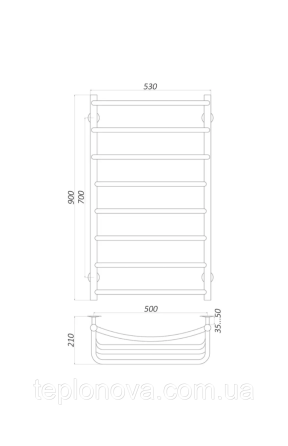 Полотенцесушитель Нержавейка UNIO 900x530-8 Лесенка Каскад Дуга Черновцы