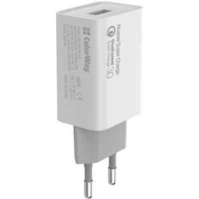 Зарядное устройство ColorWay 1USB Huawei Super Charge/Quick Charge 3.0, 4A (20W) (CW-CHS014Q-WT) Винница