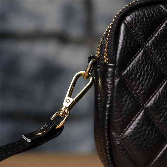 Сумка з натуральної шкіри з трьома відділеннями для жінок Vintage 22890 Чорний Київ