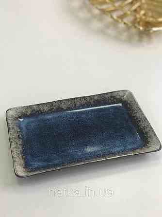 Тарілка Olens "Голден-бей" 23,5Х15,5 см прямокутна кераміка синя для дому та ресторанів Київ