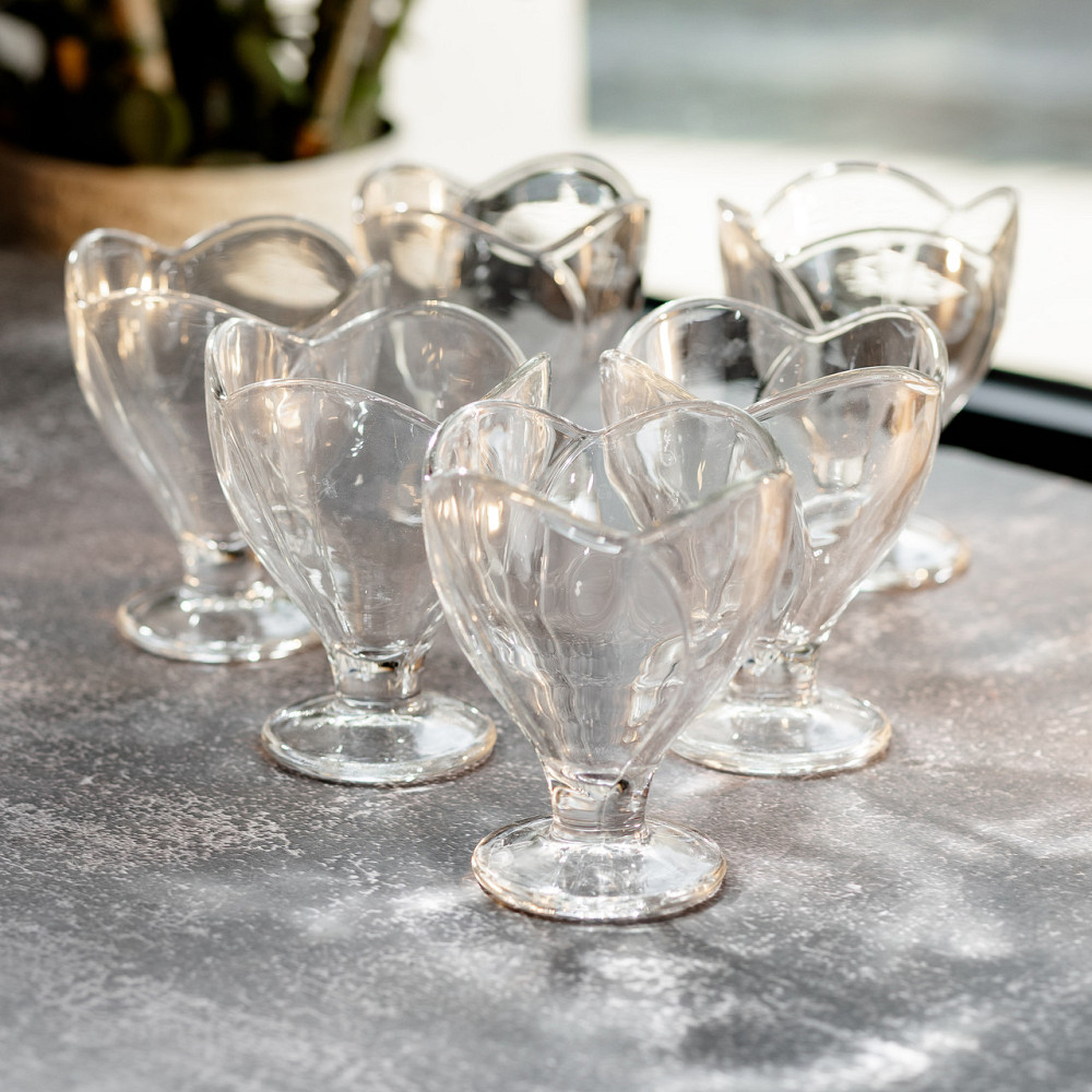 Набор креманок на ножке 6 шт креманки стеклянные для десертов, мороженого, желе набор 180 мл HP-YH-64 Киев - изображение 5