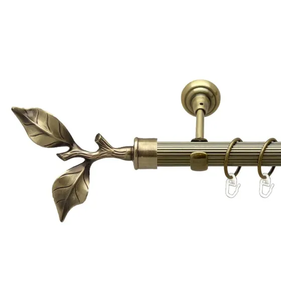 Карниз Orvit Листок Троянди металевий однорядний відкритий рифлена труба кільце металеве Антик 25 мм 300 см Львов