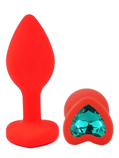Силіконова анальна пробка EGZO - Silicone Red Heart Plug Marine, size S Sex Aura Київ - фото 2