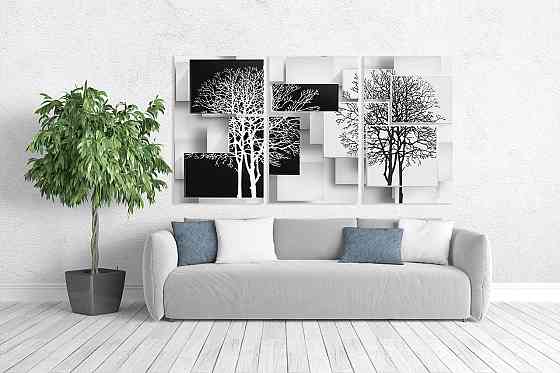 Модульна картина у вітальню/ спальню   Чорне-Біле     ART-062_3A Київ
