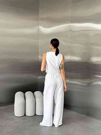 Жіночий класичний брючний костюм-двійка: жилет і штани костюмка Білий, 46/48 Одеса