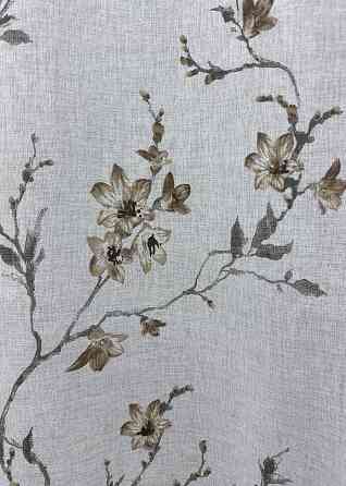 Тюль батист, колекція «Flora» колір білий з кавовим принтом 1540т Київ