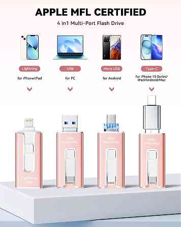 Флеш-накопичувач 4 в 1 SUDEHO, Lightning/Micro USB/Type-C/USB 128 GB Луцьк