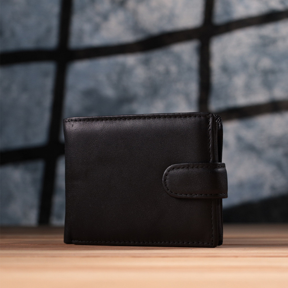 Місткий чоловічий гаманець з натуральної шкіри Vintage sale_15102 Чорний Київ - фото 10