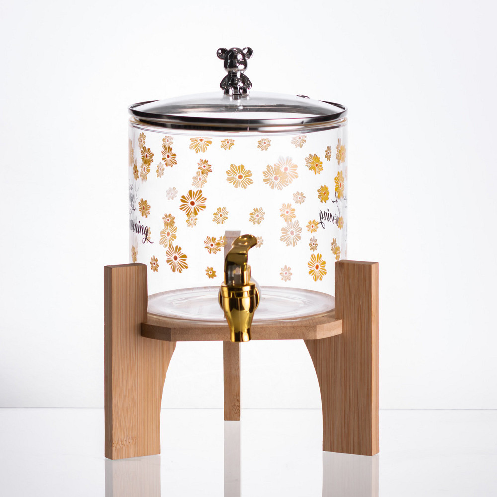 Лимонадница с краном на деревянной подставке 2.6 л стеклянная HP-34-16 Киев - изображение 1