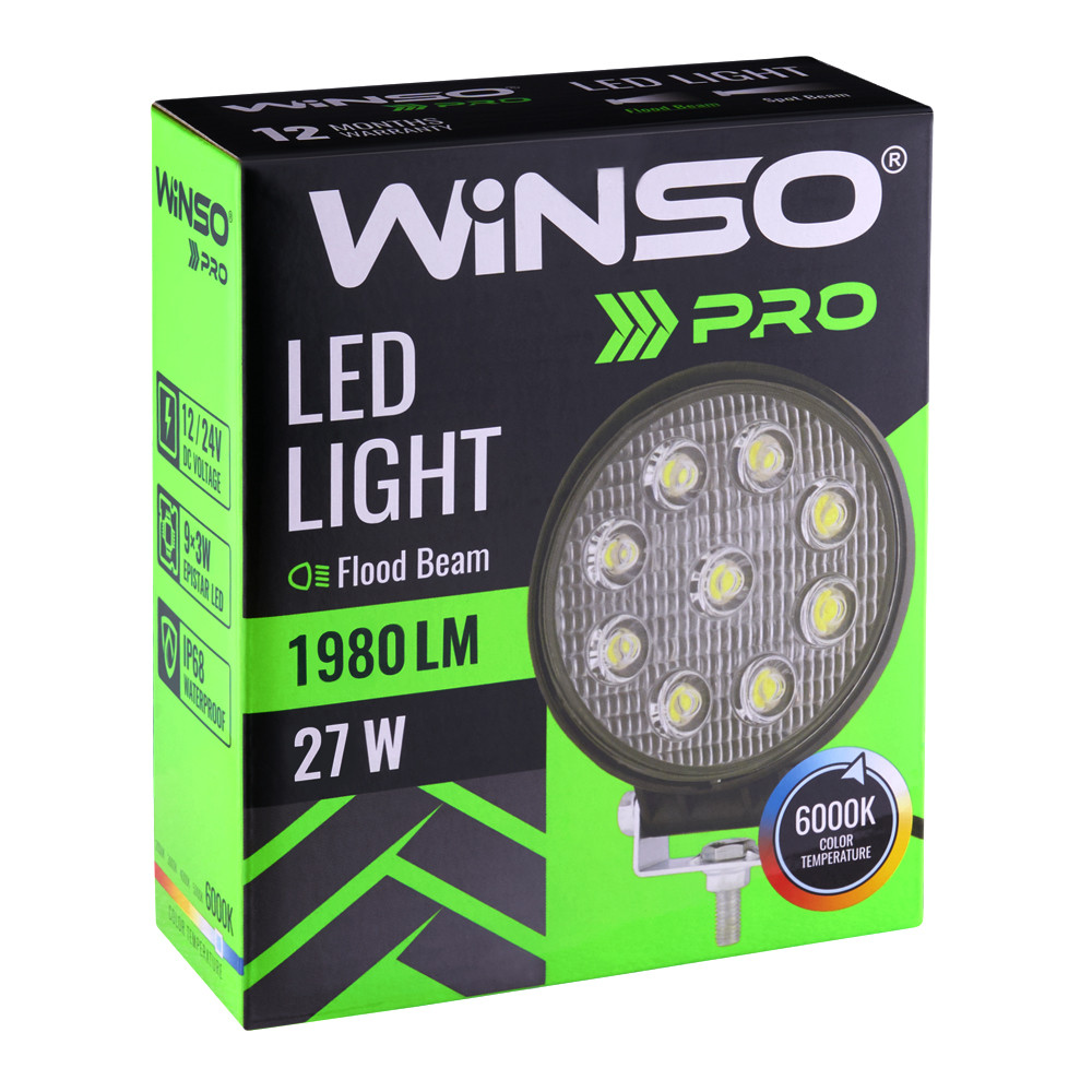Фара светодиодная Winso Pro Epistar рассеянный 10-30V, 27W (9x3W), 1шт (780610) Львов - изображение 2