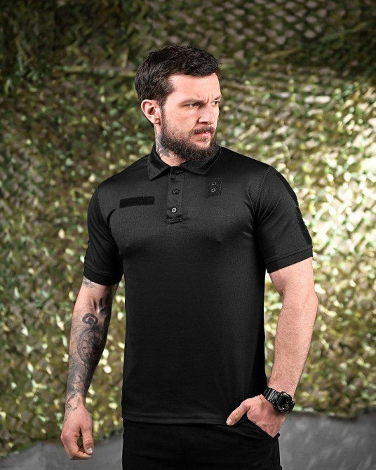 Тактична футболка поло чорна + біла ДЛ7056 Одеса - фото 10