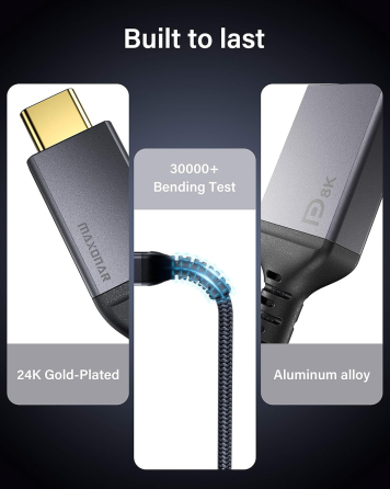 Адаптер Maxonar USB C на DisplayPort 8K@60Hz DP1.4 4K@60Hz/144Hz/120Hz 5K@60Hz 2K@240Hz Адаптер Thunderbolt 3 на DisplayPort HBR3 Київ