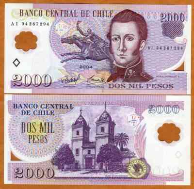 Чилі / Чили 2000 песо 2004р UNC Р160а полімер Полтава