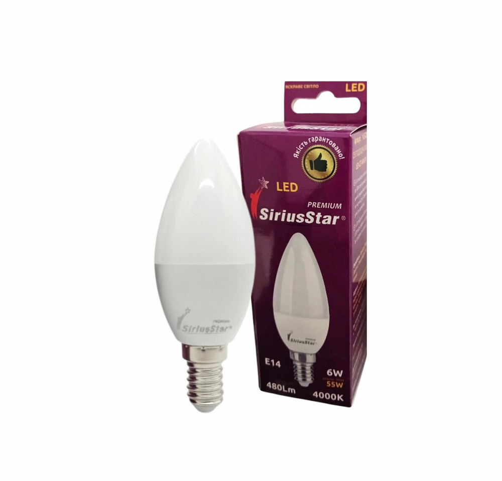 Світлодіодна лампа SIRIUSSTAR 3204 СА37 6W-4000K-E14 Коломия - фото 1