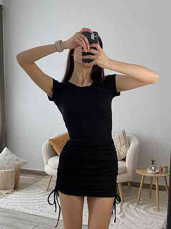 Женское облегающее мини платье с затяжками  рубчик резинка Одесса