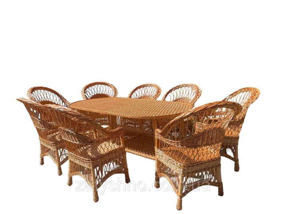 Меблі плетені на 8 осіб з овальним великим столом Київ - фото 6