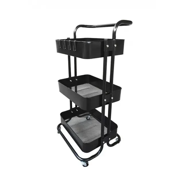 Стеллаж этажерка с полками на колесах ZM-1670 черный Коломия - фото 4