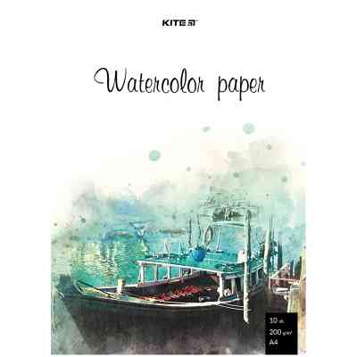 Папір для малювання Kite для акварелі А4, 10 аркушів, 200г/м2 (K23-267) Вінниця