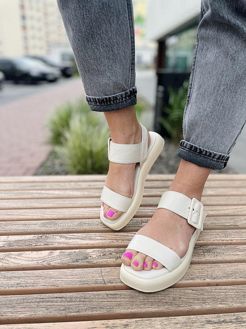 teona Босоніжки жіночі бежеві TEONA 286 літні з натуральної шкіри / Літнє взуття на низькому хо Коломыя - изображение 7