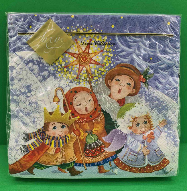 Новогодняя бумажная салфетка (ЗЗхЗЗ, 20шт) LuxyНГ Вечерние колядки(1229) (1 пачка) Харьков - изображение 1