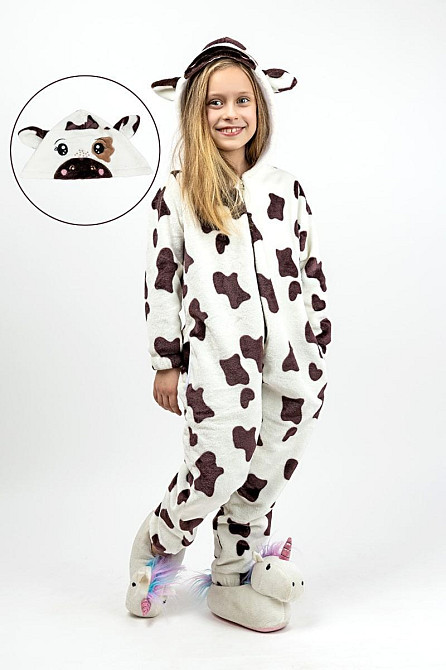 Кигуруми детский из велсофта Теплая пижама-комбинезон  Коровка детские кигуруми Украина 116 Киев - изображение 1