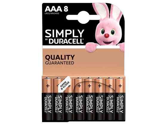Батарейка Simply AAA алкалінова 1.5V LR03 8шт відр набір 2X4 шт. ТМ DURACELL Solmir Київ