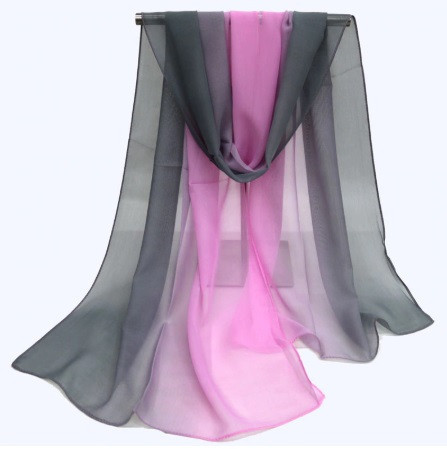 Женский шарф розовый + серый, (серый идет светлее, чем на фото) - размер шарфа 145*50см, шифон Киев - изображение 1