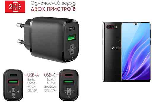Мережевий зарядний пристрій для ZTE Nubia Z18, 20W 3A, Quick Charge 3.0 Київ