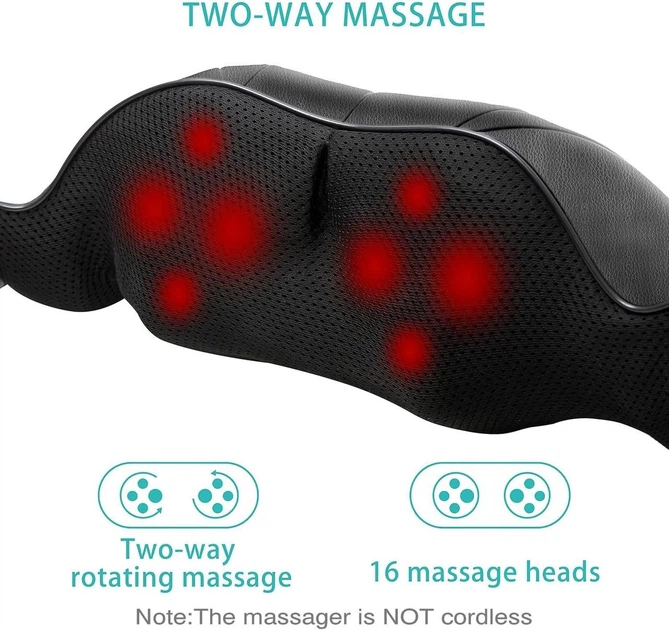 Массажер для шеи и плеч AERLANG Shiatsu, массажер для спины с нагреванием, более глубоким разминающим массажем тканей для плеч Киев - изображение 7