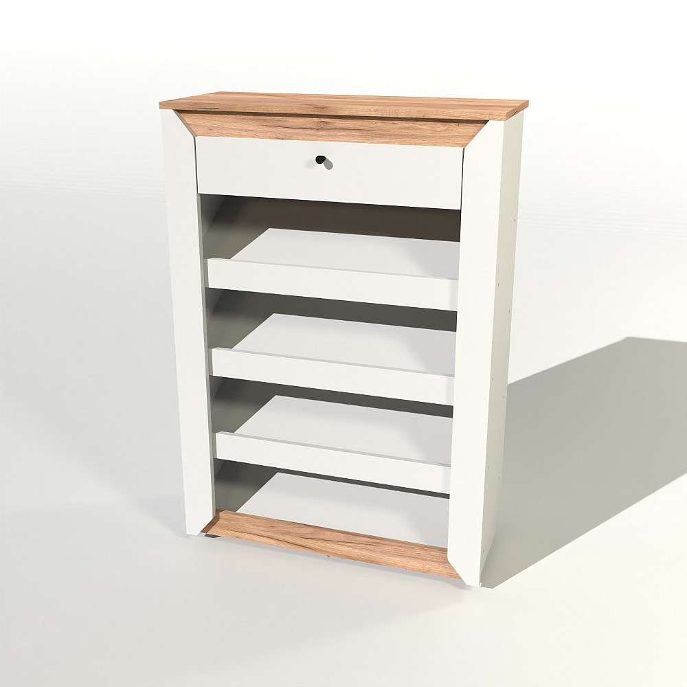 Тумба для обуви Эверест Нордик-800 80х32х113 см Белый + Дуб крафт золотой (DTM-5547) Львов - изображение 1