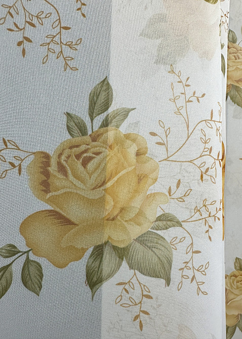 Тюль VR-Textil 1807т Шифон з принтом Білий з помаранчевим 400х270 см (42-0987) Київ - фото 7