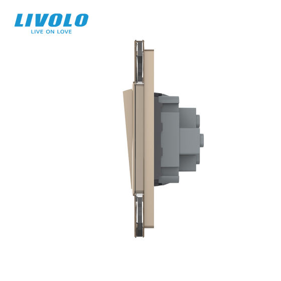 Двоклавішний вимикач (1-1) Livolo золотий скло (VL-C7K1K1-13) Коломыя