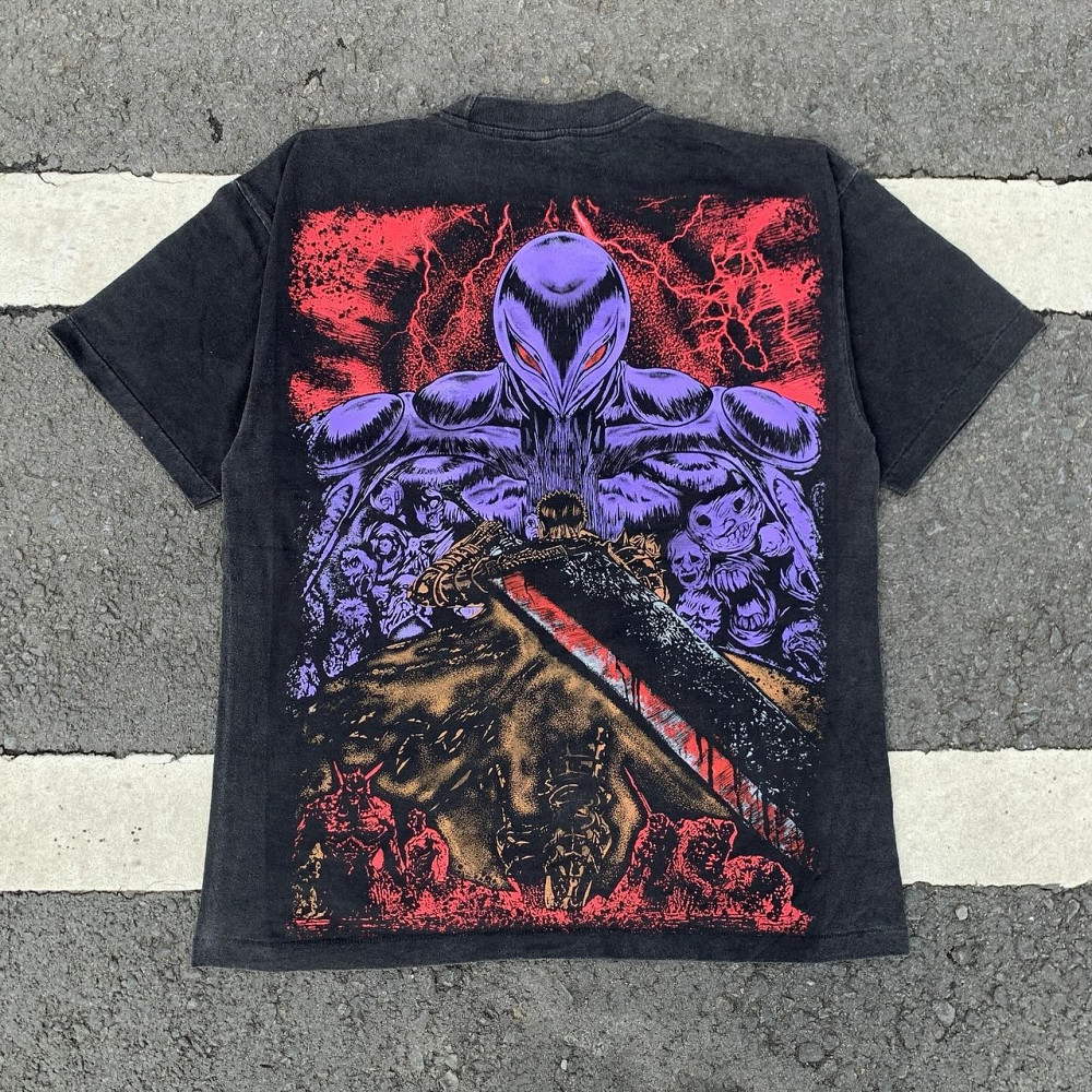 Футболка мужская с принтом аниме Берсерк Гутс Доубле Сидед оверсайз (S/M/L) Черний Днепр - изображение 10