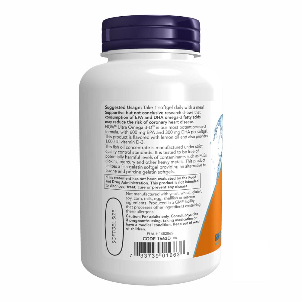 Ultra Omega 3-D™ Fish Oil - 180 Fish Softgels Луцк - изображение 3