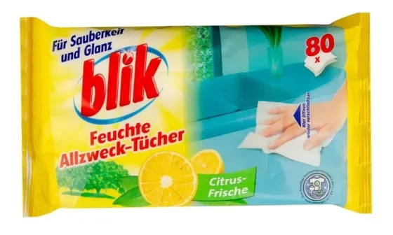 Серветки для збирання вологі універсальні Blik Citrus-Frische (Цитрусова свіжість) 80 шт Львів