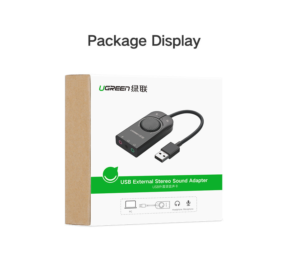 Внешняя звуковая карта Ugreen USB 2.0 c регулятором громкости CM129 (Черная, 1м) Николаев - изображение 9