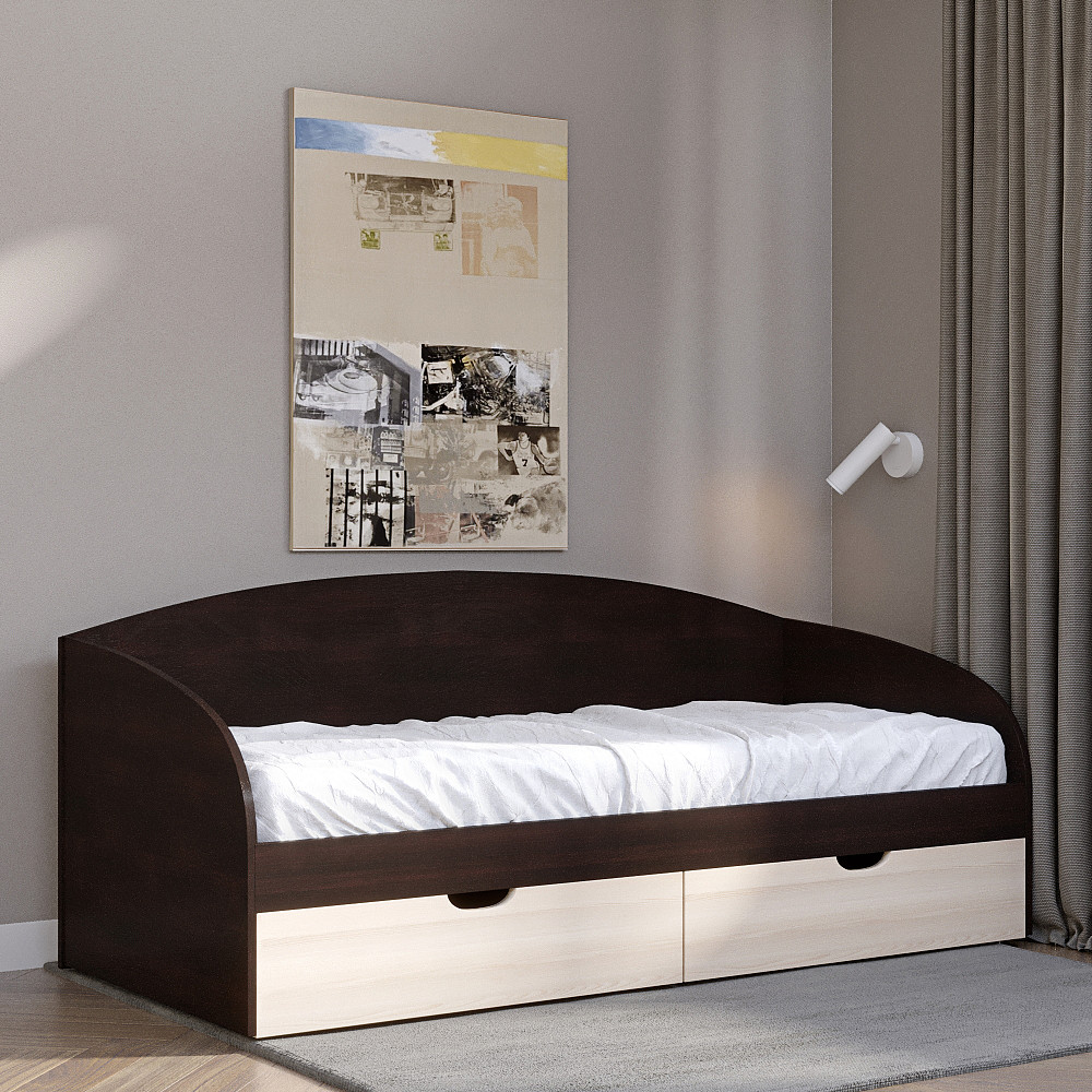 Ліжко односпальне Еверест Комфорт 80х190 см венге/дуб молочний (DTM-2096) Львів - фото 1