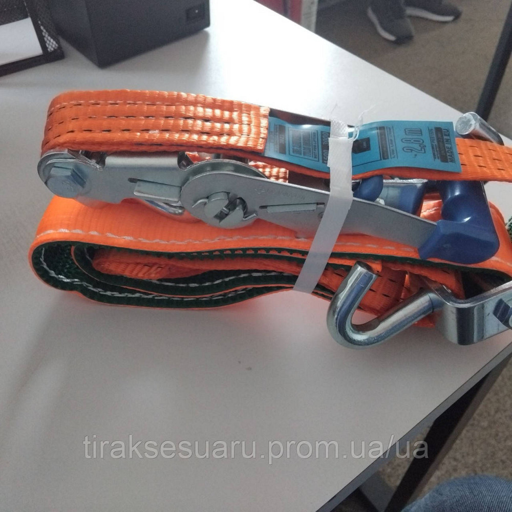Стяжной ремень на лаванду с трещеткой 3.5м 5 тонн (крючки поворотные) Стяжной ремень для эвакуатора 5тонн 3.5м Луцк - изображение 1