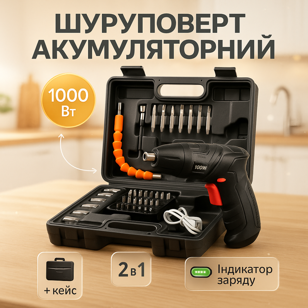 Потужна акумуляторна викрутка, Шуруповерт з кейсом, Бюджетний акумуляторний шуруповерт UX-44 Львів - фото 14