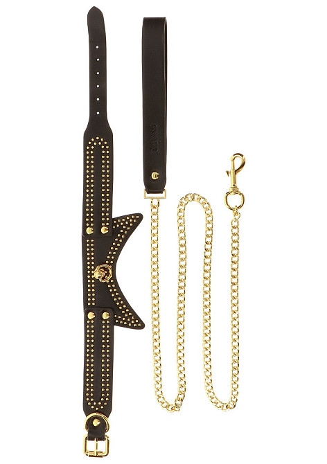 Нашийник із заклепками та повідцем Taboom Vogue Studded Collar and Leash, веганська шкіра, чорний Sex Aura Київ - фото 8