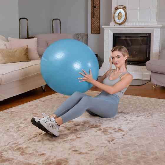 Фітбол Hop-Sport 65см блакитний + насос Київ