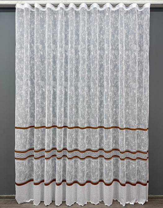 Тюль VR-Textil 1554т Cale Жакард мармур Білий з коричневим 125х270 см (49-335) Київ - фото 2