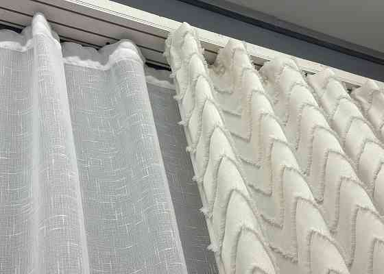 Шторная ткань Лен Букле цвет молочный 1815ш Киев