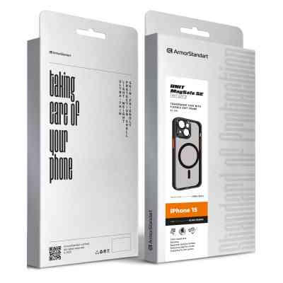 Чехол для мобильного телефона Armorstandart Unit MagSafe SE Apple iPhone 15 Black Orange (ARM75361) Винница