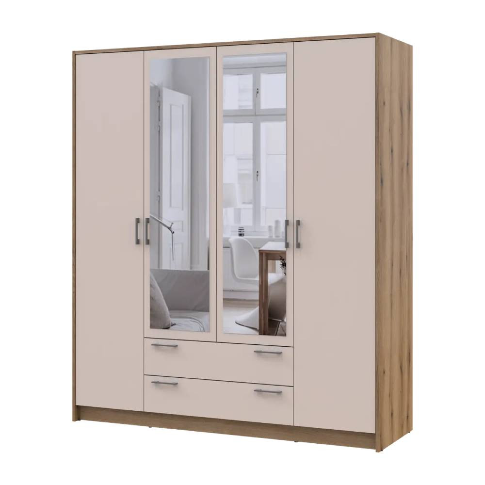 Шафа для одягу Doros Ронді з дзеркалом Дуб Артизан/Кашемір 4ДСП 160х52х195 DRS-011674 (80737827) Дніпро - фото 1