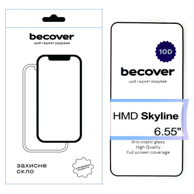 Стекло защитное BeCover HMD Skyline 10D Black (713573) Винница - изображение 1