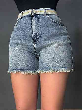 Шорты женские джинсовые Vanver 268 короткие с бахромой и ремнем голубые, голубой, 30, 30, 78 см, 104 см Киев